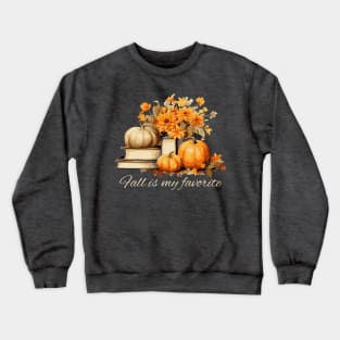 Fall is My Favorite Book Collection with Pumpkins Crewneck Sweatshirt